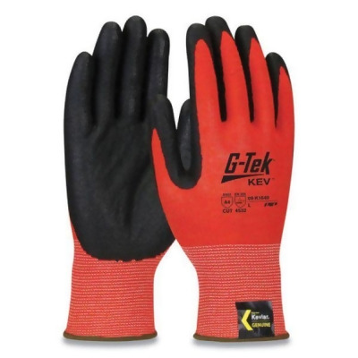 G-Tek PID09K1640XL KEV Hi-Vis Seamless Tarn Knit Kevlar Gloves, Red - Extra Large 