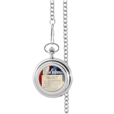 American Coin Treasures 16980 14 in. Bill of Rights Colorized Half Dollar Pocket Watch, Silver 