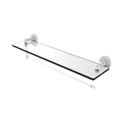 Allied Brass DT-1PT-22-WHM 22 in. Dottingham Collection Paper Towel Holder with Glass Shelf, Matte White 