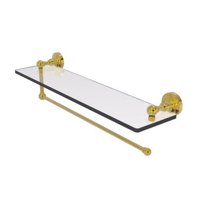 Allied Brass DT-1PT-22-PB 22 in. Dottingham Collection Paper Towel Holder with Glass Shelf, Polished Brass