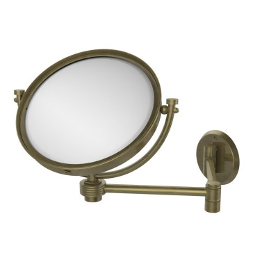 Allied Brass WM-6G-5X-ABR 8 in. Wall Mounted Extending Make-Up Mirror 5X Magnification with Groovy Accent, Antique Brass 