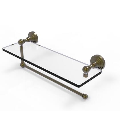 Allied Brass WP-1PT-16-ABR 16 in. Waverly Place Collection Paper Towel Holder with Glass Shelf, Antique Brass