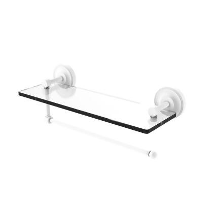 Allied Brass PRBP-1PT-16-WHM 16 in. Prestige Regal Collection Paper Towel Holder with Glass Shelf, Matte White 