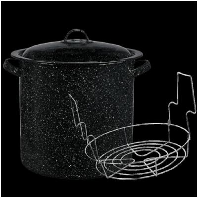 Cinsa 320682 15.5 qt. Water Bath Canner with Jar Rack, Black 