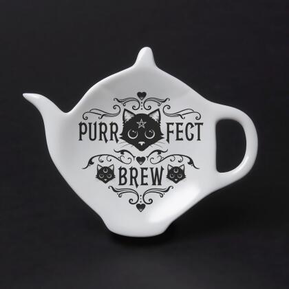 Alchemy Gothic SR7 4.33 in. Purrfect Brew Tea Spoon Holder, White 