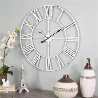 Aspire Home Accents 6688 Jemina Round Metal Wall Clock, White 