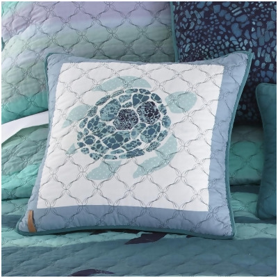 American Heritage Textiles 87001 18 x 18 in. Summer Surf Turtle Decorative Pillow, Multi Color 