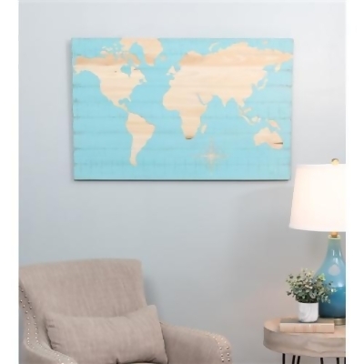 Aspire Home Accents 6213 Mali Blue World Map Wall Plaque, Blue 