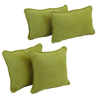 Blazing Needles 9819-CD-S4-MS-ML Double-Corded Solid Microsuede Throw Pillows with Inserts, Mojito Lime - Set of 4 