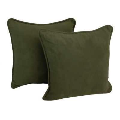 Blazing Needles 9810-CD-S2-MS-HG 18 in. Double-Corded Solid Microsuede Square Throw Pillows with Inserts, Hunter Green - Set of 2 
