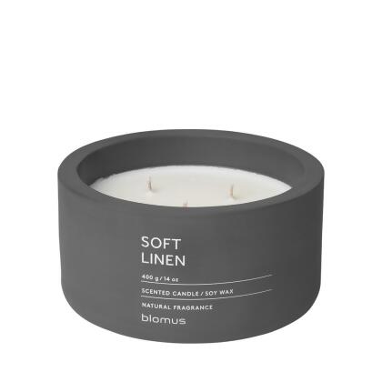 Blomus 65958 Fraga Scented Candle in Concrete Container, Magnet - Soft Linen - 3 Wick 