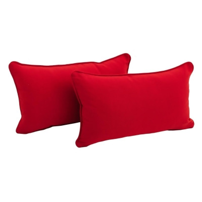 Blazing Needles 9811-CD-S2-TW-RD 20 x 12 in. Double-Corded Solid Twill Back Support Pillows with Inserts, Red - Set of 2 