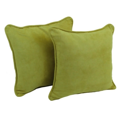 Blazing Needles 9810-CD-S2-MS-ML 18 in. Double-Corded Solid Microsuede Square Throw Pillows with Inserts, Mojito Lime - Set of 2 