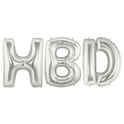Birthday Express 260537 Jumbo Silver Foil Balloons - HBD, Silver 