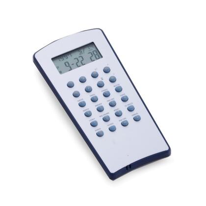 Bey-Berk International D380 Stainless Steel with Trim World Time Alarm Clock & Calculator, Silver & Blue 