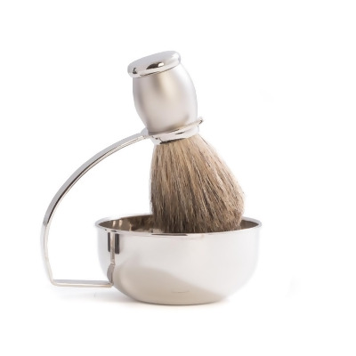 Bey-Berk International BB13 Chrome Plated Soap Dish with Pure Badger Brush, Silver 