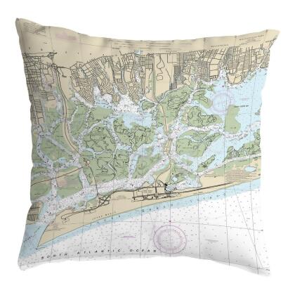 Betsydrake NC12352 18 x 18 in. E. Shinnecock Bay to Rockway Inlet S. Oyster Bay, NY Nautical Map Noncorded Pillow - Large 