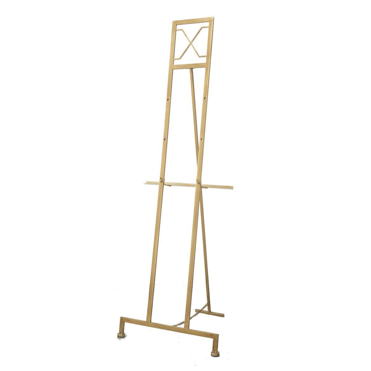 Benjara 70 inch Easel Stand, Gold Iron Frame, Free Standing, Large