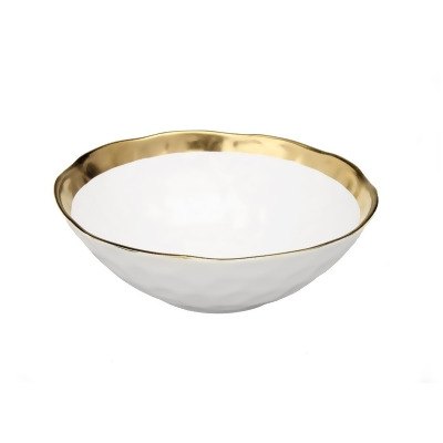 Classic Touch WPB539 Porcelain Bowl with Gold Rim, White 
