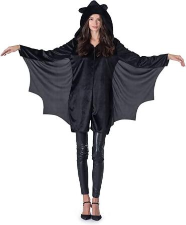 Dress Up America 1089-S Bat Jumpsuit Romper with Wings for Womens, Black - Small 