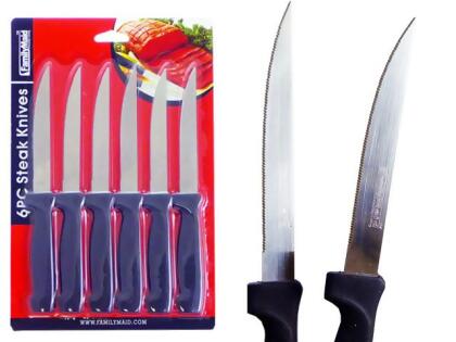 6pcs Stainless Steel Steak Knives Set, Black / 6 Pieces