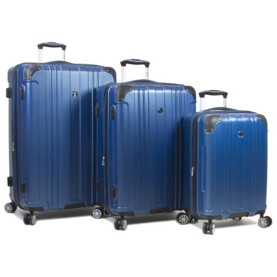 Dejuno 25DJ-668-BLUE Kingsley Hardside Spinner Luggage Set with TSA Lock, Blue - 3 Piece 