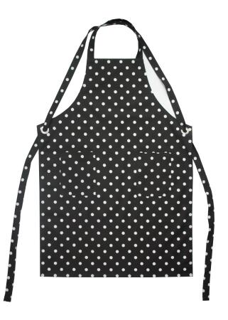 Dunroven House R740A-BLK Polka Dot Printed Adult Apron, Black 