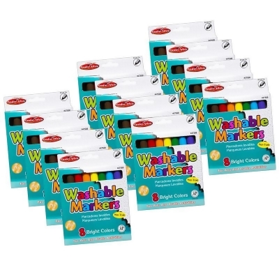 Charles Leonard CHL47508-12 Markers Washable Broad Tip, Assorted Color - Box of 8 - 12 per Box 