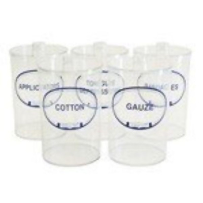 GF Health Products 3452 7 x 4.25 in. Plastic Sundry Jars, Plastic Lids - Labeled, Clear - Set of 5 