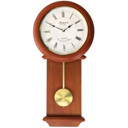 Bedford Clock Collection BED-OLIVIA 24.5 in. Olivia Wood Chiming Pendulum Wall Clock, Cherry