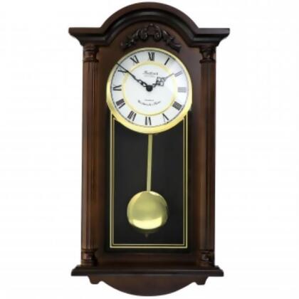 Bedford Clock Collection BED-NOAH 22 in. Noah Wood Chiming Pendulum Wall Clock, Chestnut 
