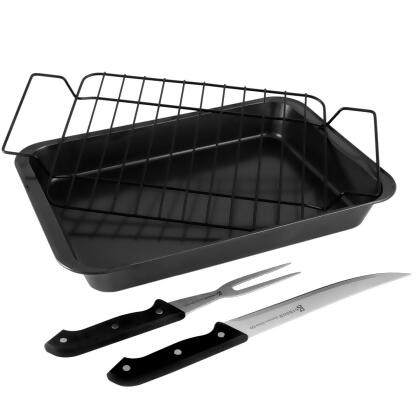 Gibson 108157.04 Reilly Non-Stick Carbon Steel Roaster Set, 4 Piece 