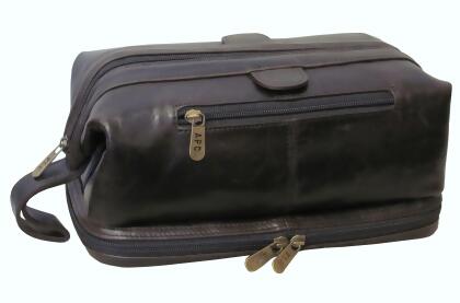 Amerileather 26-4 Amerileather Leather Toiletry Bag, Dark Brown 