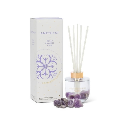 Abbott Collection AB-16-CR-REED-AM 3.5 x 9 in. Amethyst Reed Diffuser, Clear 