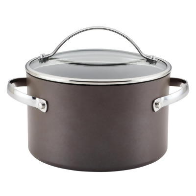 Ayesha Curry 80294 4 qt. Hard Anodized Collection Nonstick Saucepot with Lid, Charcoal 