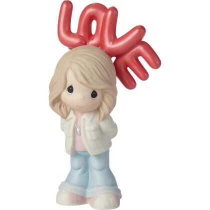Be the Light Christian Bookstore 202001 Porcelain Holding Red Love Balloons Girl Figurine, Multi Color 