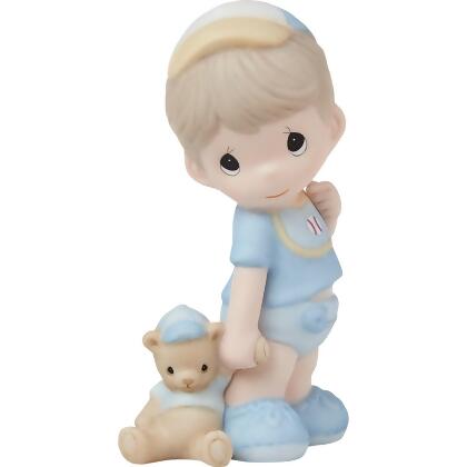 Be the Light Christian Bookstore 222019 4 in. Porcelain Baby Boy Standing Figurine with Blue Diaper, Multi Color 