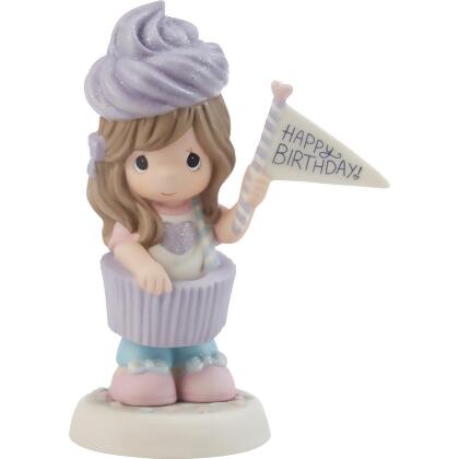 Be the Light Christian Bookstore 216012 6.5 in. Porcelain Purple Cupcake Girl Figurine, White 
