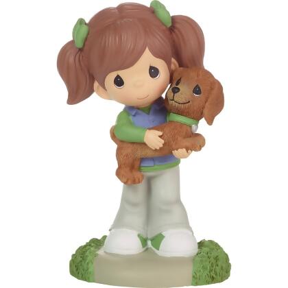 Be the Light Christian Bookstore 226403 5.5 in. Resin Girl Figurine with Dachshund, Multi Color 