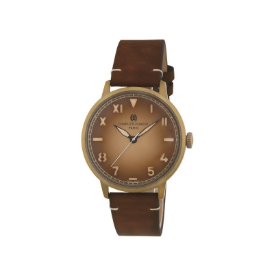 Charles-Hubert Paris 4014-A Mens Antique Gold Stainless Quartz Dial Watch, Brown 
