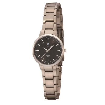 Charles-Hubert Paris 6987-B Womens Titanium Dial Ultra Slim Watch, Black 