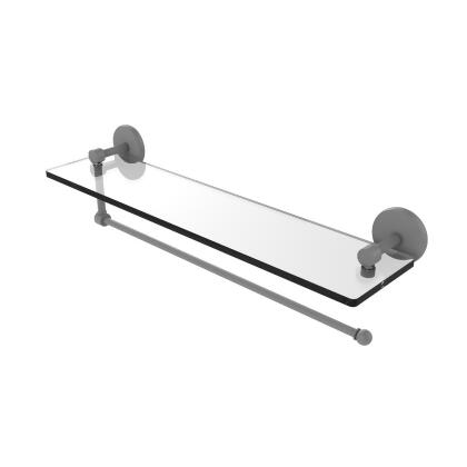 Allied Brass P1000-1PT-22-GYM 22 in. Prestige Skyline Collection Paper Towel Holder with Glass Shelf, Matte Gray 