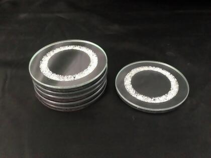 Novell Collection 1556 Round Mirror Coasters, Set of 6 
