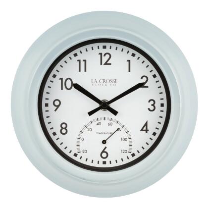 LaCrosse T82110 9 in. Wall Clock with Thermometer, Light Blue 