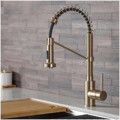 Kraus KPF-1610-KSD-53SFACB 18 in. Bolden Single Handle Commercial Kitchen Faucet with Soap Dispenser, Spot Free Antique Champagne Bronze Finish 