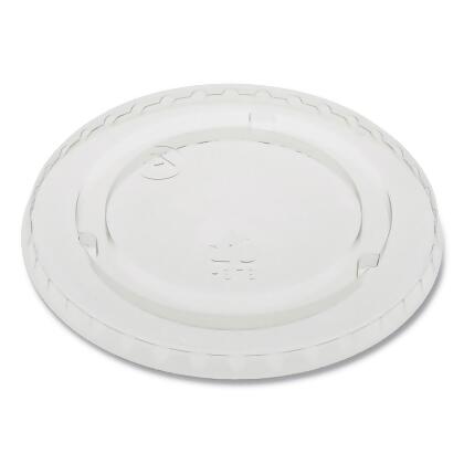Pactiv PCTYLP20CNH 20 oz Cold Cup Lids with No Straw Hole Flat Lid, Clear 