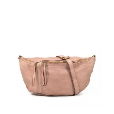 Italian Artisan 135-WPFM135-Pink Unisex Handcrafted Vintage Washed Leather Belt Shoulder Bag, Pink - Small 