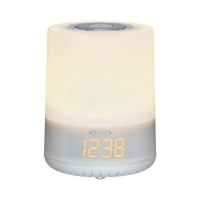 Jensen JEN-JCR-360 Mood Lamp Digital Dual Alarm Clock Radio, White 