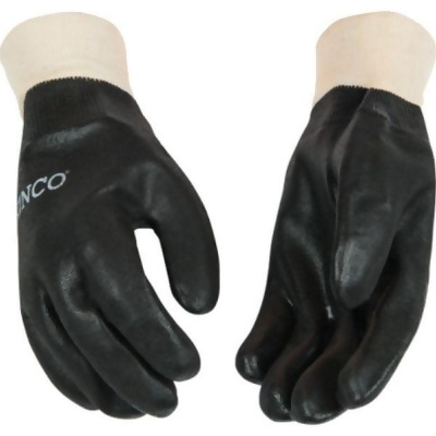 KO International 105919 Sandy PVC Knit Wrist Gloves, Black - Large 
