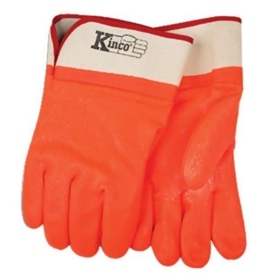 KO International 105910 Men Lined PVC Sandy Gloves, Orange - Large 